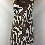 INC  Beaded Bodice Sleeveless Brown Animal Print Dress S Photo 0