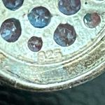 Sterling Silver 925 Signed Blue Topaz Birthstone Pave Flat Round Pendant 3.2g Photo 9