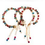 Stained glass and Crystal Beads Hand Wired Bracelet with Extender Chains Red Photo 3