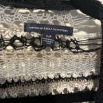 American Eagle  Cardigan Sweater Women's S Crochet Open Front Black White Stripes Photo 3