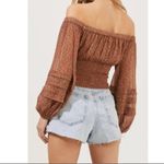 ASTR  the label off the shoulder boho floral chiffon sleeve crop top M Photo 1