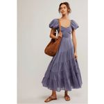 Free People Dainty Ethereal Sundrenched Short Sleeve Maxi Size Large Periwinkle Photo 2