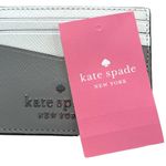 Kate Spade Staci Colorblock Saffiano Leather Card Case Wallet Gray White Photo 3