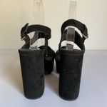 Pull & Bear Platform Block Heel Sandals Black Suede EU 37 US 6 Y2K Heel Party Shoe Photo 4