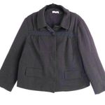 barney's new york Cape Jacket L Black Woven Texture Luxury Herringbone Photo 3