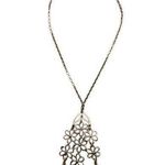 Vintage Silver Tone Flowers & Tassels Necklace Jewelry Waterfall Pendant Photo 0