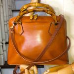 Gucci  Bamboo Handle & Burned Orange Leather Dome Shaped Top Zipper Crossbody Bag Photo 1