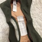 J.Crew  curved waist cheeky bikini bottom textured smocked olive green size small Photo 4