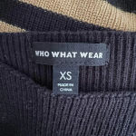 Who What Wear  Striped Boat Neck Pullover Long Sleeve Sweater Black Gold XS Photo 6