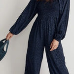 Madewell  Lucie Tie-Back Long-Sleeve Jumpsuit‎ in Carmine Floral Wide Leg Photo 0