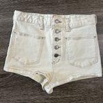 Free People  Bridgette Denim‎ Shorts High Rise Button Fly Ivory Cream Photo 2