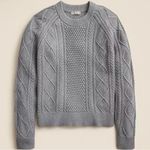 J.Crew Cotton Cable-Knit Crewneck Sweater Women XL Gray Fisherman Preppy Cabin Photo 2