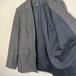 Ann Taylor  Black and Navy Micro Plaid Linen Blend Single Breasted academia Photo 6