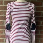 Leather Accent Striped Tee White Photo 2