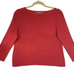Stephanie Andrews Coral Ribbed 100% Silk Boat Neck Sweater Classic Staple Sz 4P Red Photo 0