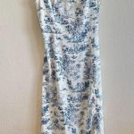 Cider  Sheath Blue White Trees Sleeveless Off Shoulder Midi Dress Womens XS Photo 2