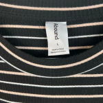 Abound  Raincheck Long Sleeve Black Striped Dress Side Ruched Bodycon Sz L Photo 11