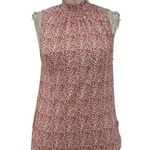 Nation Ltd  Winona Victorian Mock Neck Top Leopard Cheetah Print Coral Size Small Photo 0