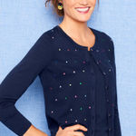 Talbots charming button front cardigan polka dots navy blue size XS Photo 0