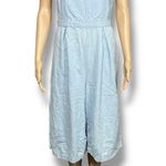 No Boundaries  Womens Denim Jumpsuit Sleeveless Wide Leg Mid Calf Blue Large Photo 0