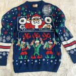 Santa Party Sweater Dec 25th Christmas sweater Women's S Medium acrylic Blue Photo 0