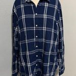 Jachs  Girlfriend Plus Women Dark Blue Checkered Fannel Buttondown Shirt Size 2X Photo 0
