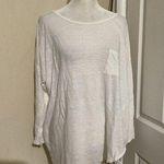 Velvet by Graham Spencer White Linen Boatneck Pullover Top Long Sleeve XL Photo 0