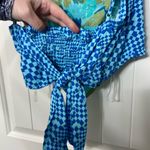 SO NEW  women’s blue cropped‎ tank top blouse floral cute casual tied elastic M Photo 2