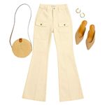 Derek Lam 10 Crosby Cream Cargo Pants Size 25 Utility Flare Pocket Trousers FLAW Photo 0