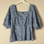 Old Navy Floral Puff-Sleeve Smocked Button Down Blouse Size S Photo 5