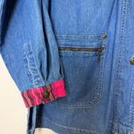VTG Denim Field Chore Coat Barn Jacket Plaid M 100% Cotton Oh!Mamma Farm Cabin Blue Size M Photo 5