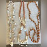 Bohemian shells, wood and paper necklaces. 3 pieces handmade Brown Photo 0