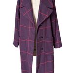 Principles by Ben di Lisi Plaid Midi Trench Coat UK Size 14 US 10 Purple Photo 1