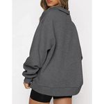 Trendy Queen Oversized Half Zip Pullover Sweatshirt in Dark Grey, Size XL‌‌ Gray Photo 2