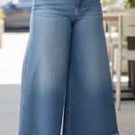 Gloria Vanderbilt Amanda Jean Light Wash High Rise Wide Leg Raw Crop Hem Denim18 Photo 0