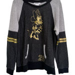 Disney Minnie Mouse Jersey Style Gray Metallic Gold Sweater Size XL Photo 0