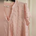 Fantaslook Dressy Vneck Ruffle Sleeve Textured Poplum Casual Flowy Pink Sz L Size L Photo 4