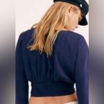 Free People Navy Blue Long Sleeve Button Crop Top, Size Small, NWT!! So cute ☺️ Photo 1