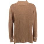 Venus  Caramel Brown Faux Pearl Eyelet Detail Ribbed Long Sleeve Holiday Party M Photo 5