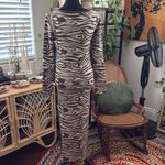 ASOS  Beige and Brown Zebra Animal Print Knit Sweater Bodycon Maxi Dress Photo 1