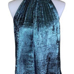 White House | Black Market White House Blue Market Metallic Halter Top 4 Pleated Glam Party Evening Photo 0