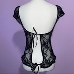 Fenity Lace Babydoll Y2K Top Women S Open Back Whimsigoth Vamp Romantic Sheer Black Photo 4