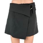 ZARA Women's Black High Waisted Casual Buckle Zip Mini Shorts Skort Skirt Size S Photo 0