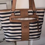 Navy cream stripped purse handbag Photo 0