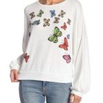Go Couture Cartoon Butterflies Crew Neck Dolman Balloon Sleeve Sweater Ivory S Photo 0