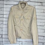 Jones New York Tan Utility Button-Up Collared Jacket Tailored SZ 12 Cargo Field Photo 0