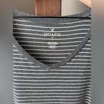 American Eagle  Soft & Sexy V-Neck Long Sleeve Tee Grey White Stripes Size Small Photo 2