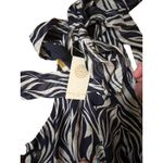 Ramy Brook Lori Printed Silk Mini Dress navy zebra print smocked waist Size M Photo 4