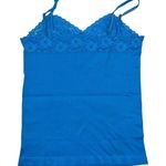 Miss Juli Womens Lace Trim Camisole Cami Blue Seamless Spaghetti Strap Tank Top Size M Photo 3