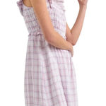 Main Strip Smocked upper bodice linen type woven material large print gingham plaid Photo 0